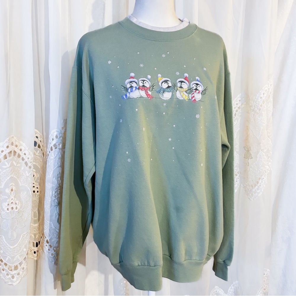 Vintage Double Crew Neck Grandma Sweater Winter